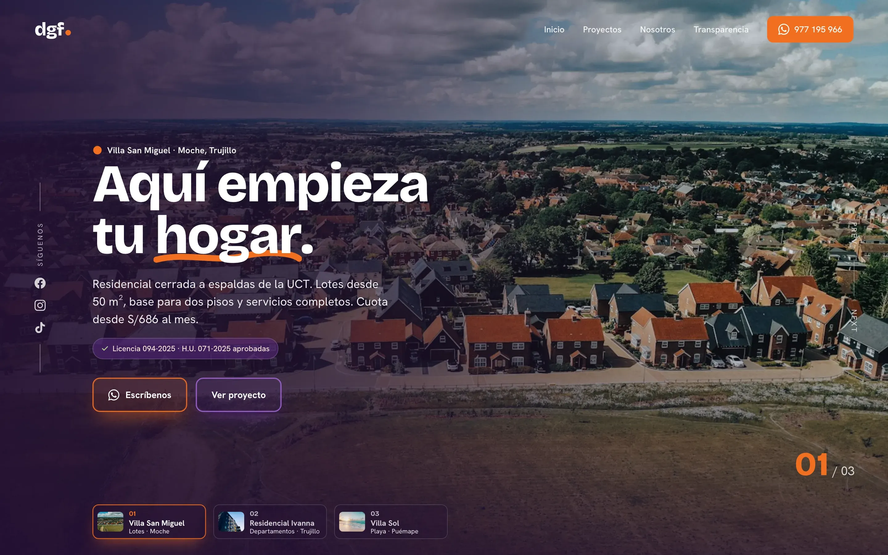 Web de DGF Inmobiliaria